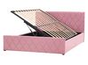 Bett Samtstoff rosa Lattenrost Bettkasten hochklappbar 140 x 200 cm ROCHEFORT_857416