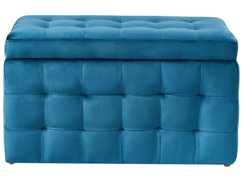 Beliani Pouf Chesterfield En Velours Gris Capitonné 72x42cm Avec Rangement - Michigan