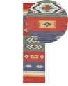 Kelim Teppich Baumwolle mehrfarbig 80 x 300 cm geometrisches Muster Kurzflor KAMARIS_870058