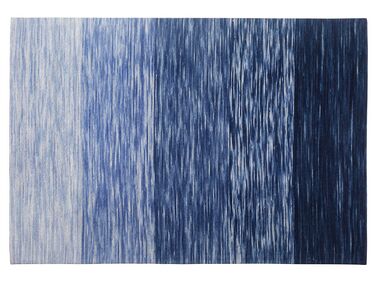 Teppich Wolle blau 140 x 200 cm Kurzflor KAPAKLI