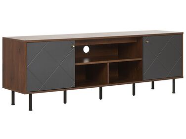 TV-Möbel grau / dunkler Holzfarbton 160 x 40 x 56 cm PALMER
