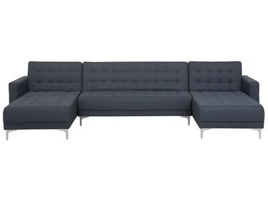 5 Seater U-shaped Modular Fabric Sofa Dark Grey ABERDEEN