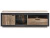 Móvel de TV com 1 gaveta e 1 porta em madeira clara e preto MARANA_850274