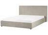 Zamatová posteľ s úložným priestorom 160 x 200 cm sivobéžová LAVAUR_870912