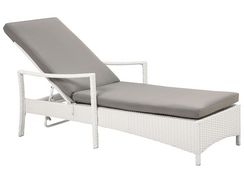 Aurinkotuoli valkoinen harmaalla istuintyynyllä VASTO Aurinkotuoli valkoinen harmaalla istuintyynyllä VASTO