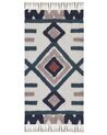 Teppich Baumwolle mehrfarbig 80 x 150 cm geometrisches Muster Fransen Kurzflor KOZLU_848378