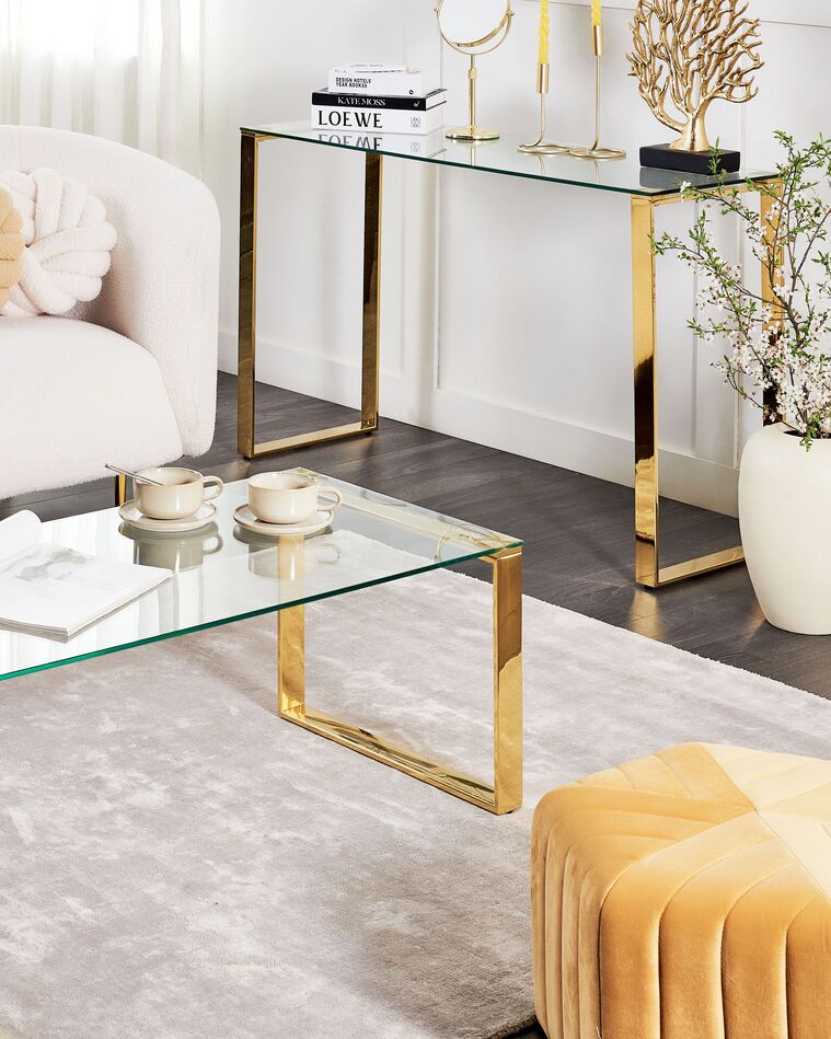 Glass Top Console Table Gold TILON Beliani.co.uk