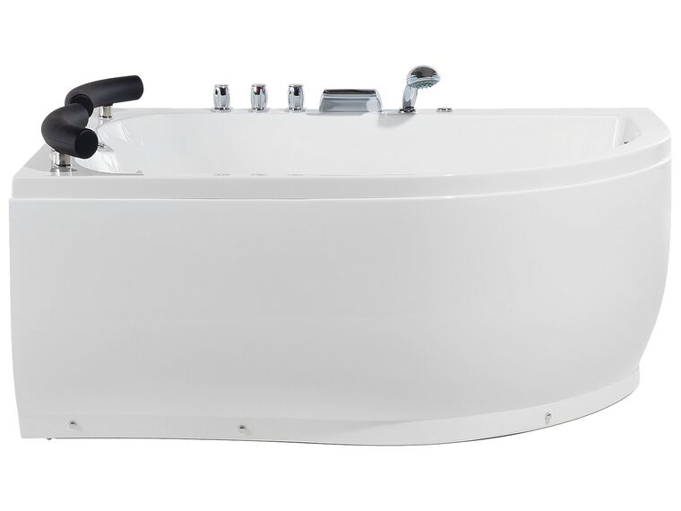 Bañera de hidromasaje esquinera LED de acrílico blanco/negro/plateado derecha 160 x 113 cm PARADISO_680854