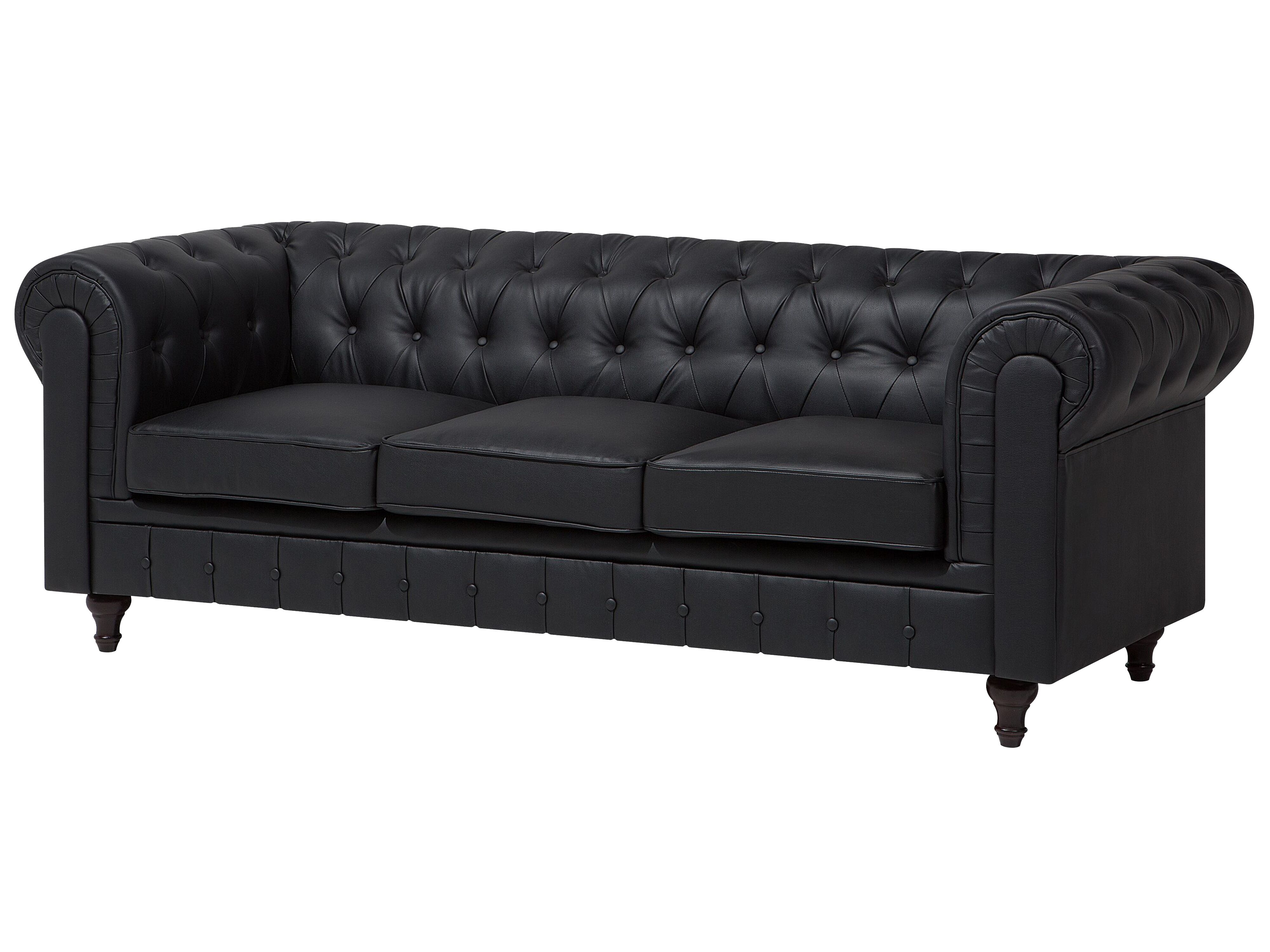 Narożnik ekoskóra prawostronny czarny CHESTERFIELD