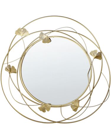 Okrúhle nástenné zrkadlo kovové ø 47 cm zlaté ANGLET
