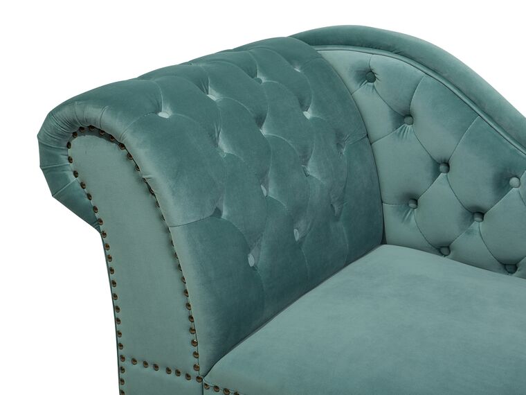 Méridienne D'angle Gauche Beliani NIMES - Velours Vert, Style Glamour, 169 Cm