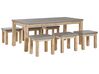 Set de jardin table et 6 tabourets gris en fibre-ciment et bois OSTUNI_804612