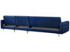 Left Hand Modular Velvet Sofa Navy Blue ABERDEEN_752370