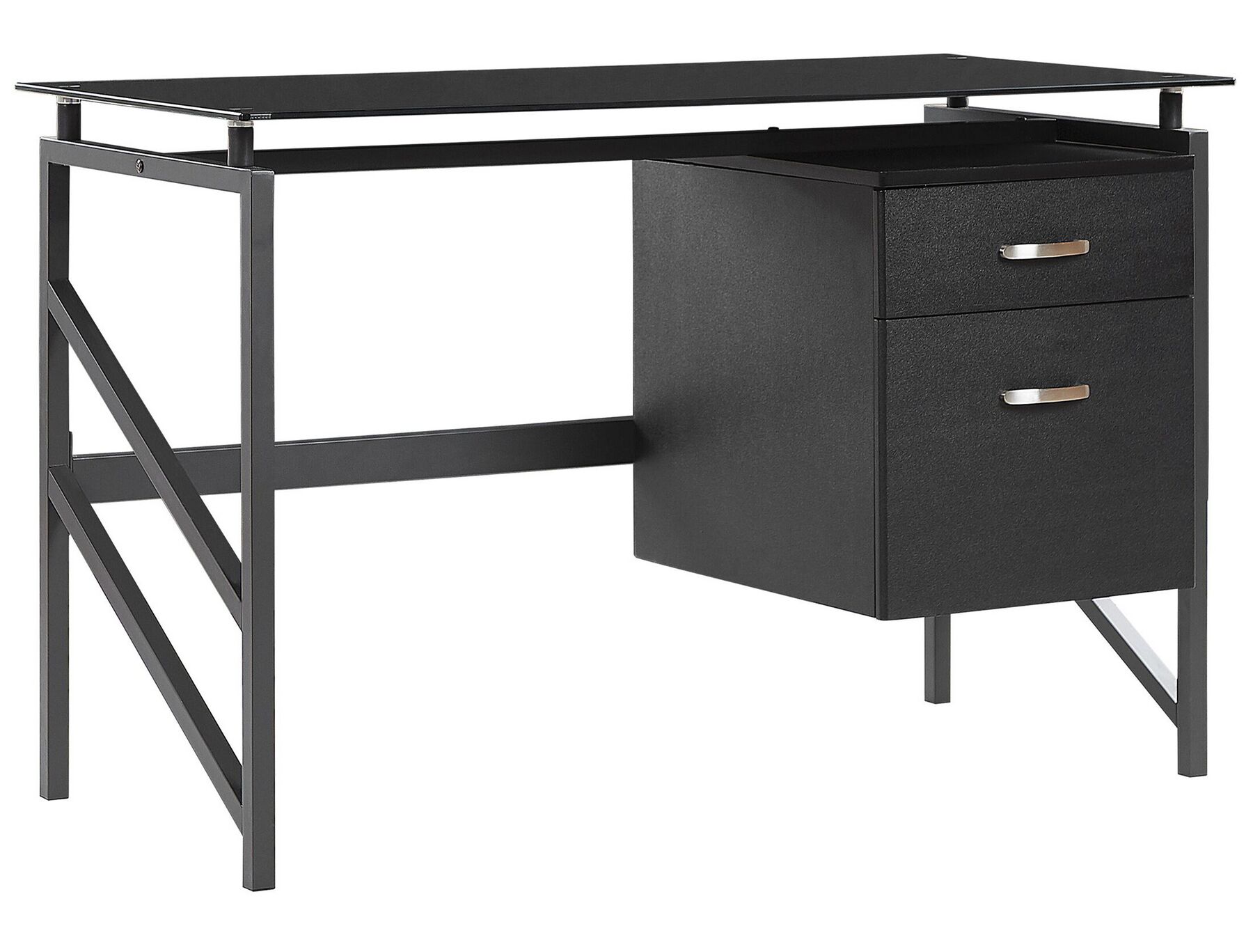 Moderner Schreibtisch in Schwarz mit Glasplatte 117 x 57 cm Moriton 