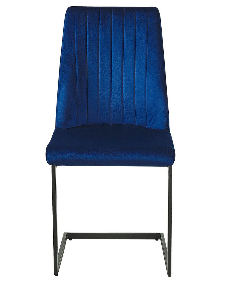 Set Of 2 Velvet Dining Chairs Blue Lavonia Uk