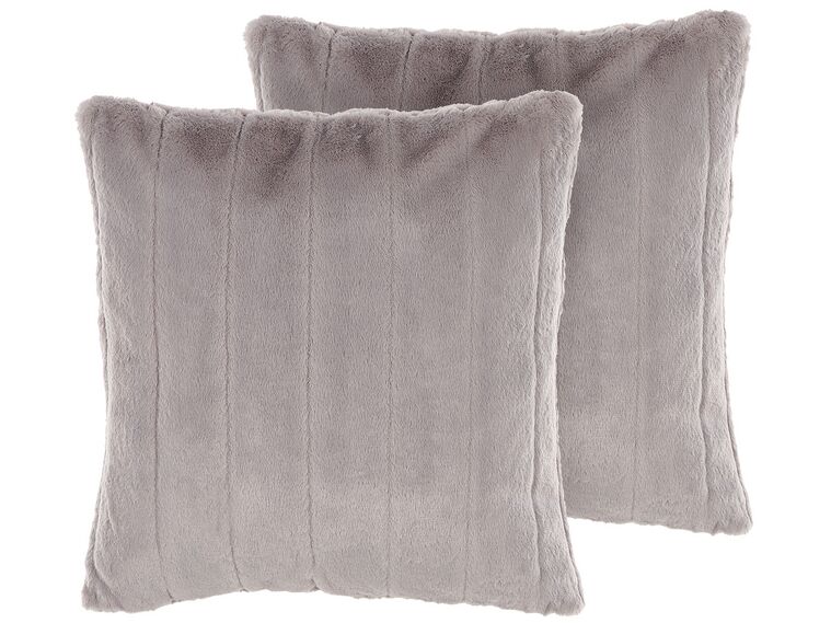 Set di 2 cuscini pelliccia grigio chiaro 45 x 45 cm PUMILA_822098