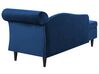 Chaise longue velluto blu marino e legno scuro destra LUIRO_769588