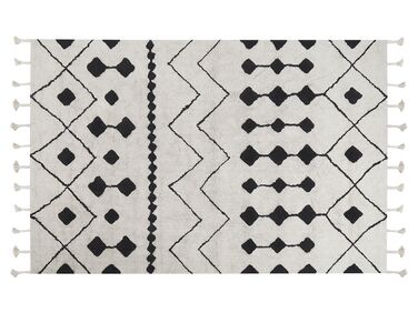 Teppich Baumwolle weiß / schwarz 140 x 200 cm geometrisches Muster Kurzflor KHEMISSET