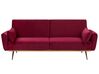 Sofa rozkładana welurowa burgundowa EINA_762921