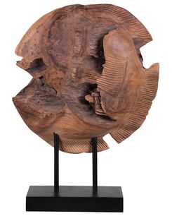 Koriste kala tiikkipuu vaalea puu/musta 41 cm PLAICE FISH