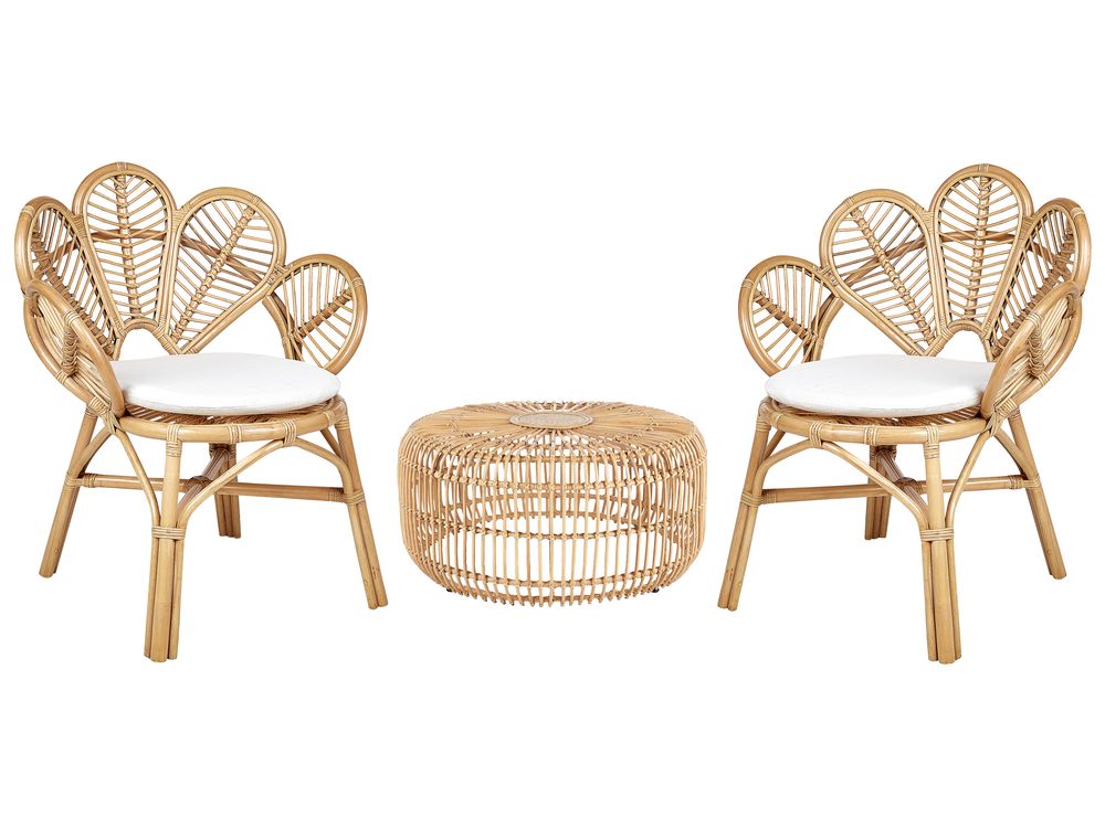 Rattan Bistro Set Natural FLORENTINE II RANDAZZO Beliani