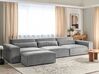 3 Seater Modular Fabric Sofa with Ottoman Grey HELLNAR_911804