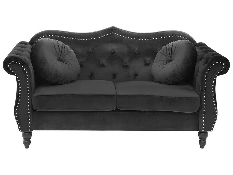 2-istuttava sohva samettinen musta SKIEN_743257
