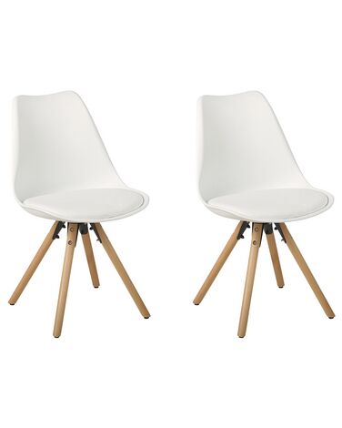 Set di 2 sedie in plastica bianca e legno naturale DAKOTA