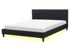Fabric EU King Size Bed LED Black FITOU_796165