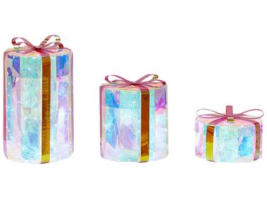Conjunto de 3 decoraciones LED regalos de Navidad 30 cm multicolor GRIMSEY