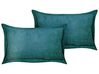 Set of 2 Corduroy Cushions 47 x 27 cm Teal ZINNIA_855306