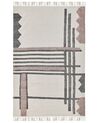 Teppich Baumwolle beige / schwarz 160 x 230 cm abstraktes Muster Fransen Kurzflor MURADIYE_848389