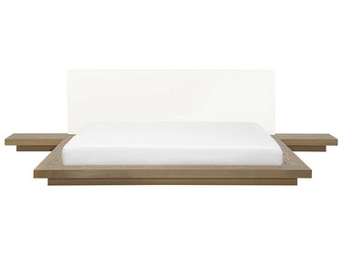 Dubbelsäng med sängbord 180 x 200 cm ljusbrun ZEN