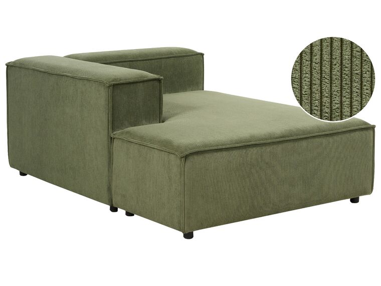 Right Hand Jumbo Cord Chaise Lounge Green APRICA_904138