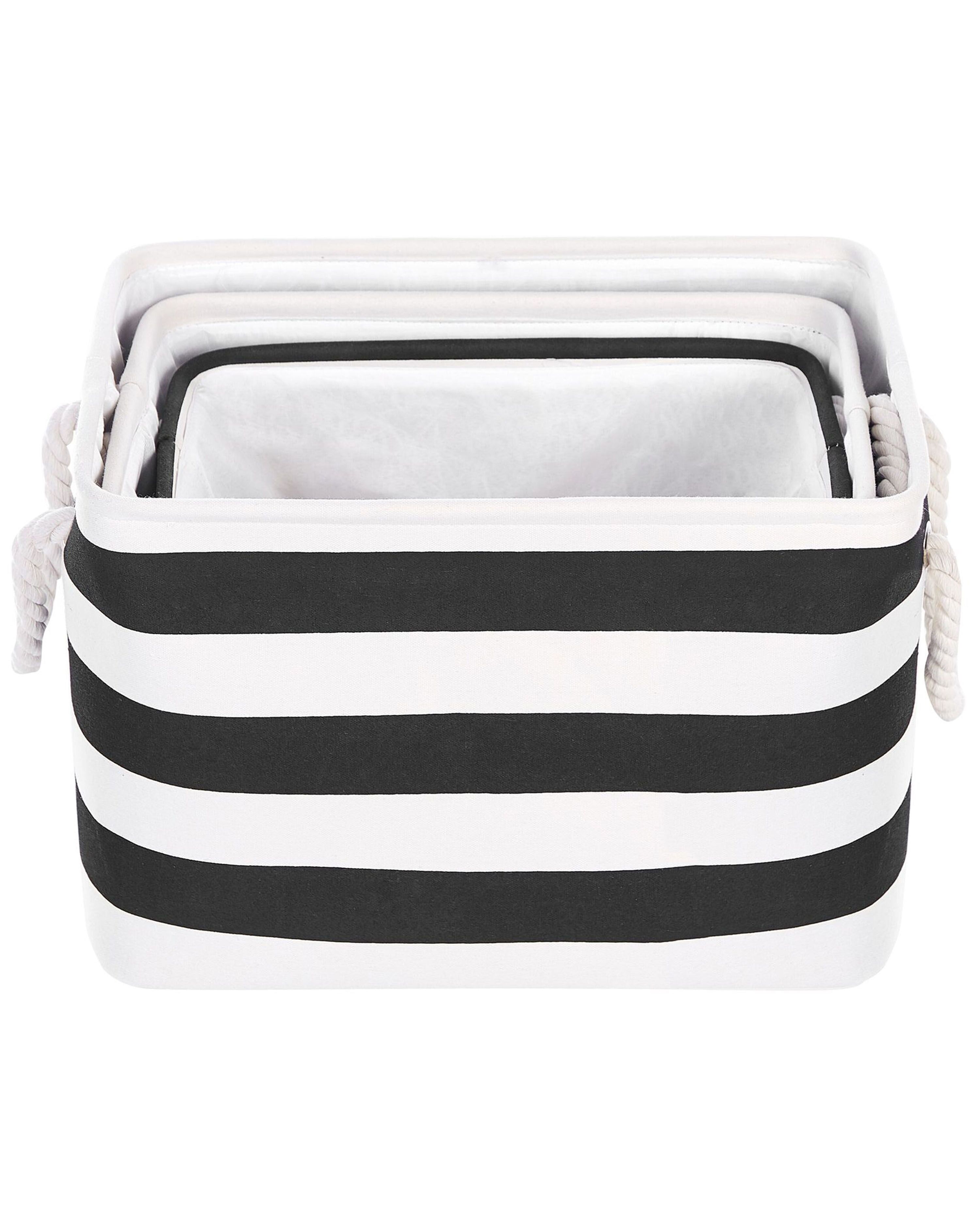 Set of 3 Fabric Baskets Black and White DARQAB Beliani.co.uk