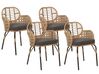 Conjunto de 4 cadeiras de jardim em rattan cor natural com almofadas PRATELLO_868017