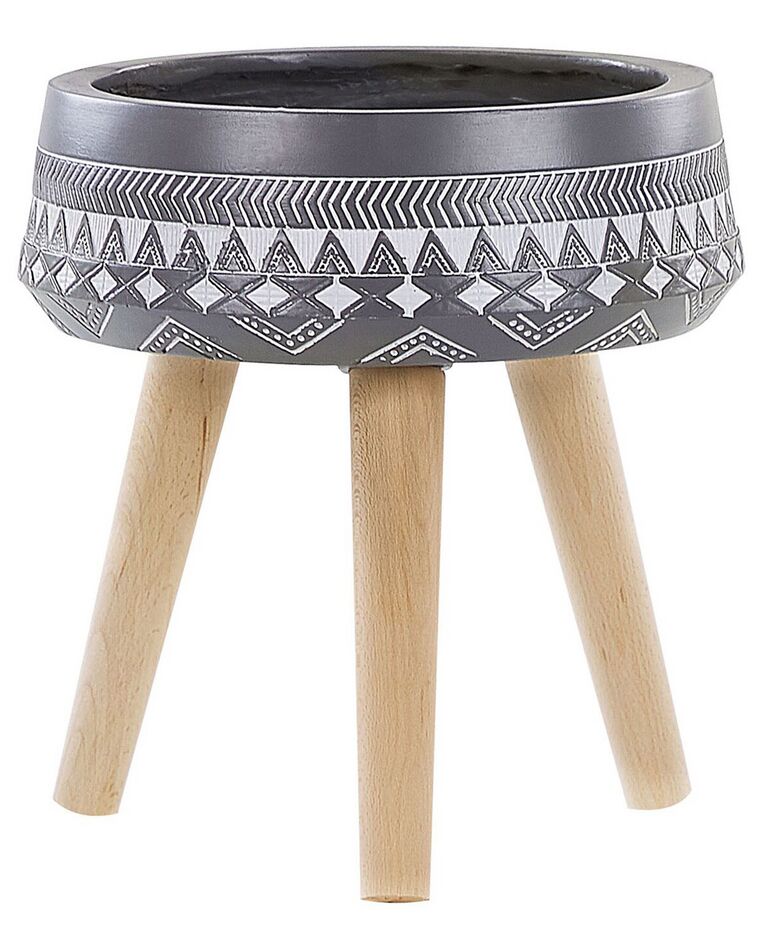 Cache-pot gris avec pieds en bois ⌀ 28 cm MOUSSATA_808858