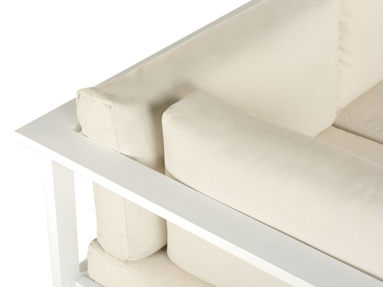 5 Seater Aluminum Garden Corner Sofa Set White with Cushions Beige