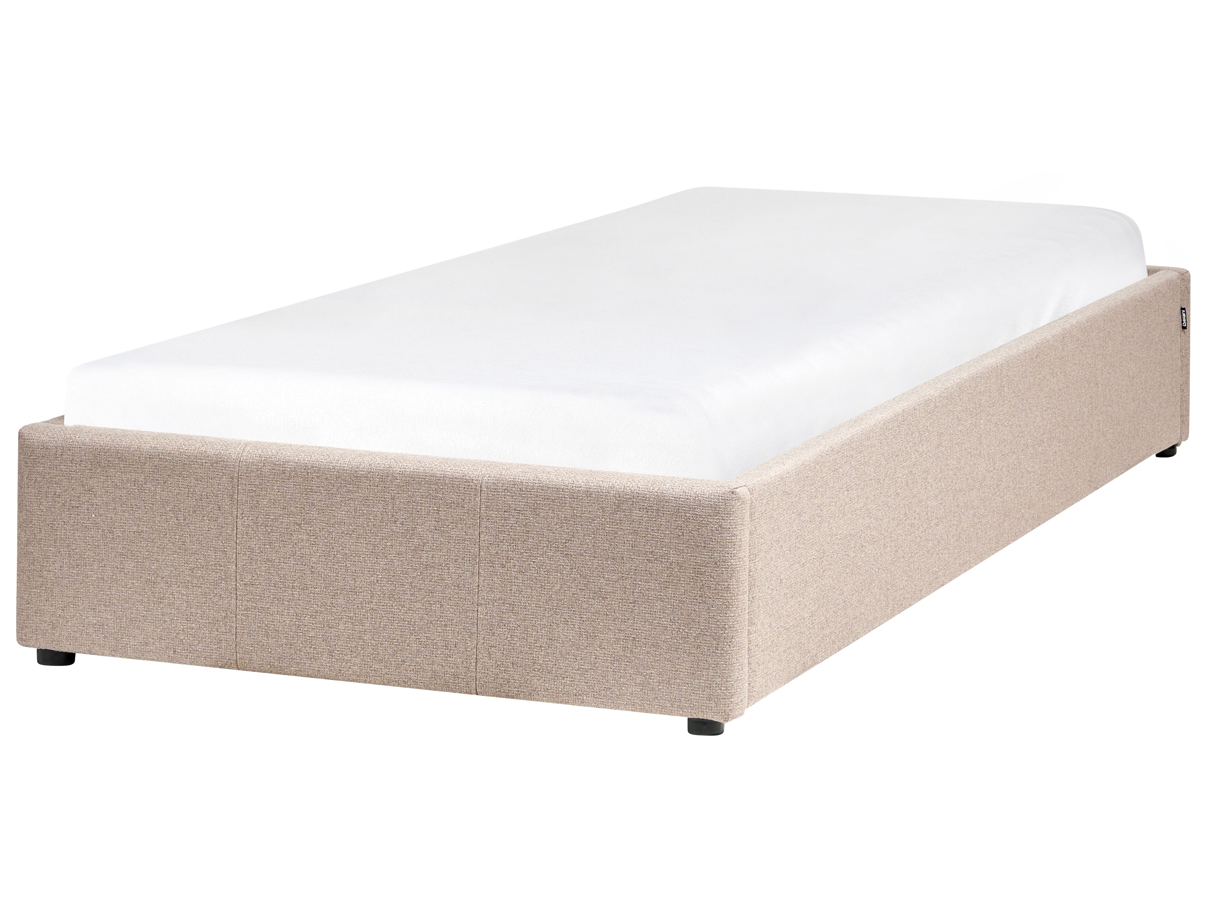Łóżko z pojemnikiem tapicerowane 90 x 200 cm beżowe DINAN