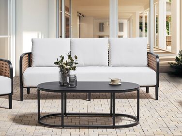 3 Seater Aluminium Garden Sofa Off-White MONTEFALCO