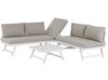 Salon de jardin 5 places en aluminium blanc coussins taupe COCCORINO_776755