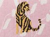 Manta infantil em algodão rosa com padrão de tigres 130 x 170 cm NERAI_905359