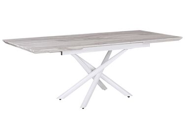 Mesa de jantar extensível efeito de mármore e branco 160/200 x 90 cm MOIRA 