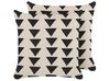 Set of 2 Cotton Cushions Triangle Pattern 45 x 45 cm Beige and Black CERCIS_838757