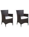 Set of 2 PE Rattan Garden Chairs Brown ITALY_763402