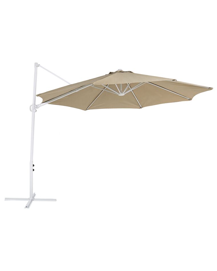 Riippuva aurinkovarjo ruskeanharmaa/valkoinen ⌀ 295 cm SAVONA II_828587