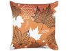 Set of 2 Velvet Cushions Leaf Pattern 45 x 45 cm Orange POINSETTIA_834907