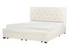 Łóżko z szufladami welurowe 180 x 200 cm kremowe LIEVIN_902442