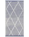 Teppich Baumwolle blau / weiss 80 x 150 cm geometrisches Muster Kurzflor SYNOPA_842825