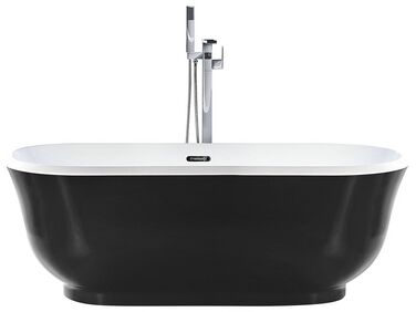 Bañera de acrílico negro/blanco/plateado 170 x 77 cm TESORO